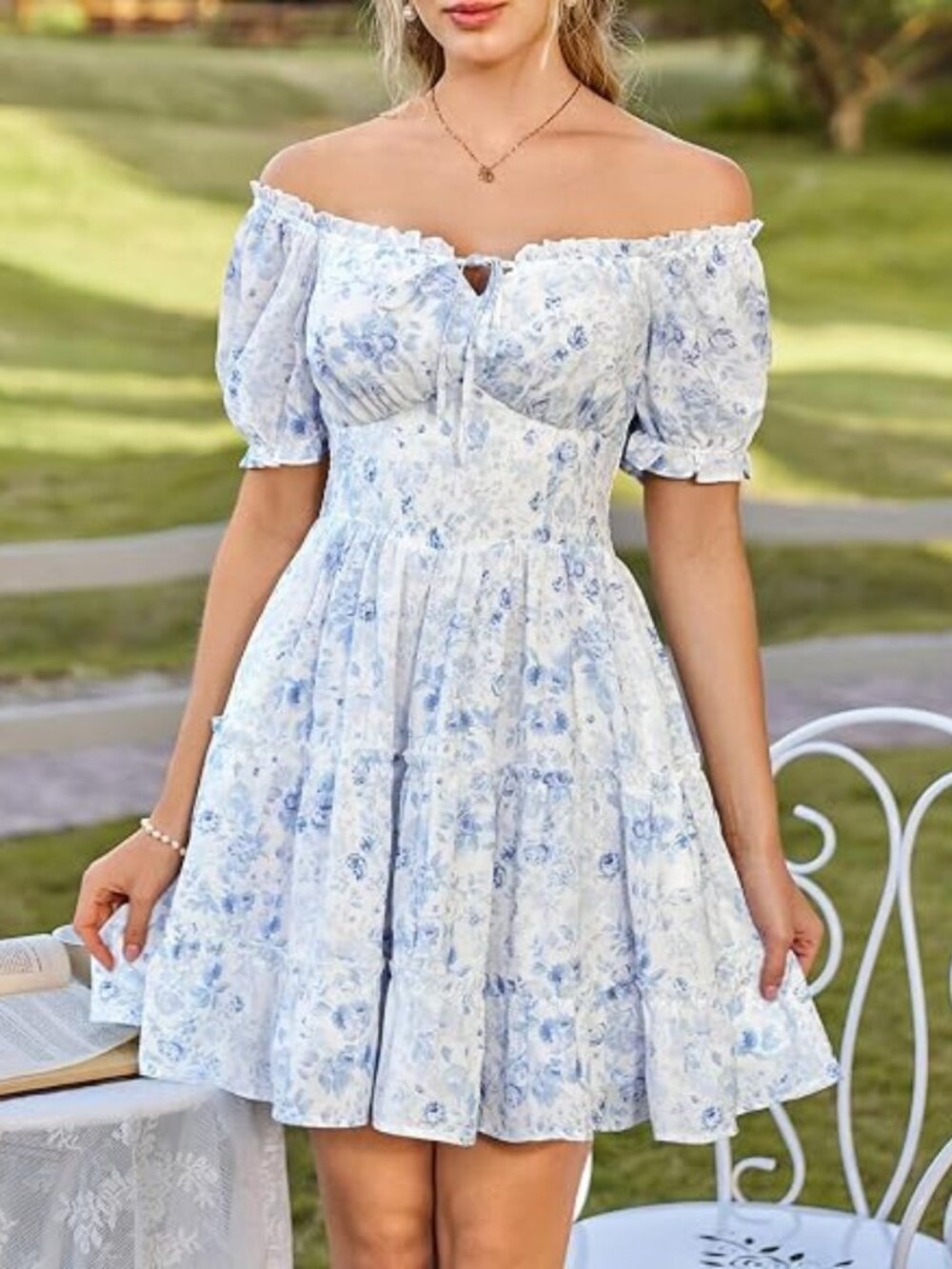 Scarlet Darkness Vineyard Floral Woven Skater Dress with Pockets
